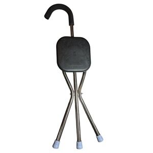 Walking‎ Cane with Folding Seat 34" Lightweight Aluminum Tri-Pod Rubber Feet
